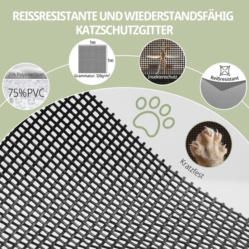 BKSAI Window Fly Screen, Cat Screen, No Drilling, Cat Net,