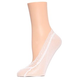 MeMoi Women's Dotted Lace No Show Liner Socks White One Size