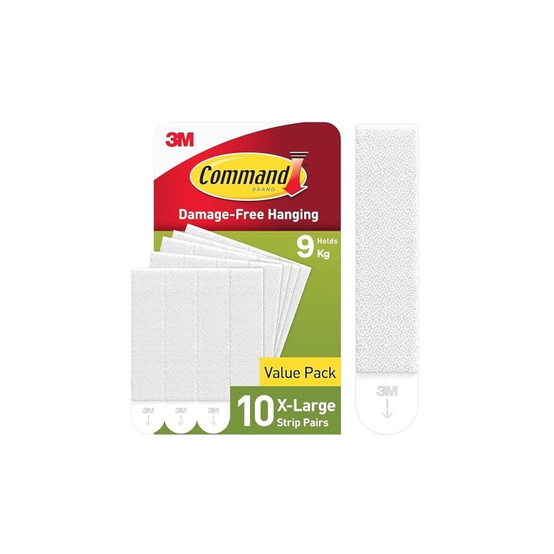 Command Picture Hanging Strips, White, X-Large, 10 Strip Pairs -