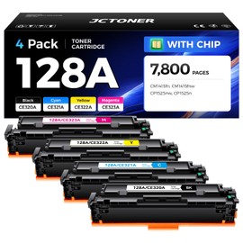 128A Toner Cartridge 4-Pack High Yield Replacement for 128A CE320A CE321A CE322A CE323A Compatible with HP LaserJet Pro Color MFP CM1415fn CM1415fnw CP1525nw CP1525n Printer Black Cyan Yellow Magenta