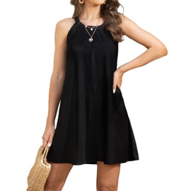 Zoye Chen Swimsuit Bathing Suit Cover Up For Women Hollow Out Crochet Coverup Sleeveless Beach Summer Tank Dresses (Black, Small)