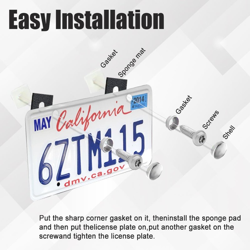4Sets Black Anti Theft License Plate Screws Kits, Rustproof Stainless
