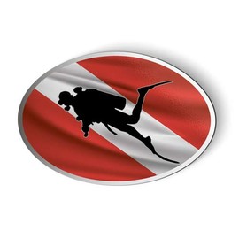 AK Wall Art Scuba Diver Flag Oval - Magnet - Car Fridge Locker - Select Size
