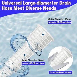 Guest Ruyunlai Universal AC Drain Hose 16mm/25mm ID (1m/3.3ft Options) with Clamp - Thickened Plastic for Air Conditioner, Dehumidifier, Washing Machine - White
