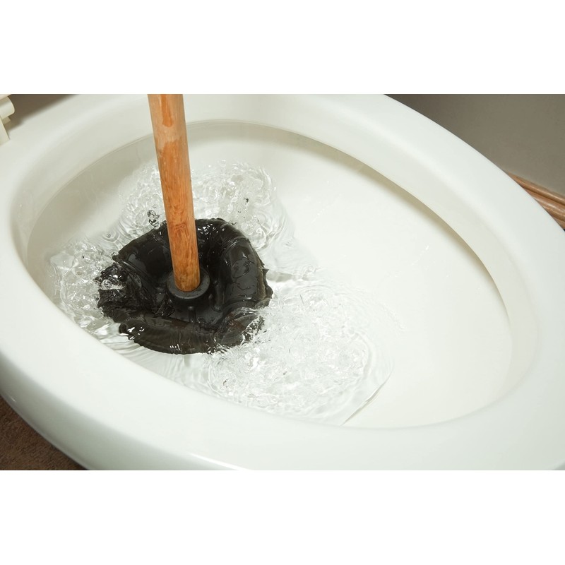 Edward Tools Classic Toilet Plunger with Wood Handle - 6”