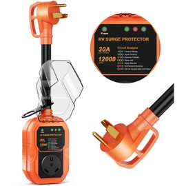 GutterWord RV Surge Protector 30 Amp 12000J, Surge Protection RV Circuit Analyzer, RV Adapter Plug for Camper Travel Trailers with Waterpoof Cover, Plug and Play