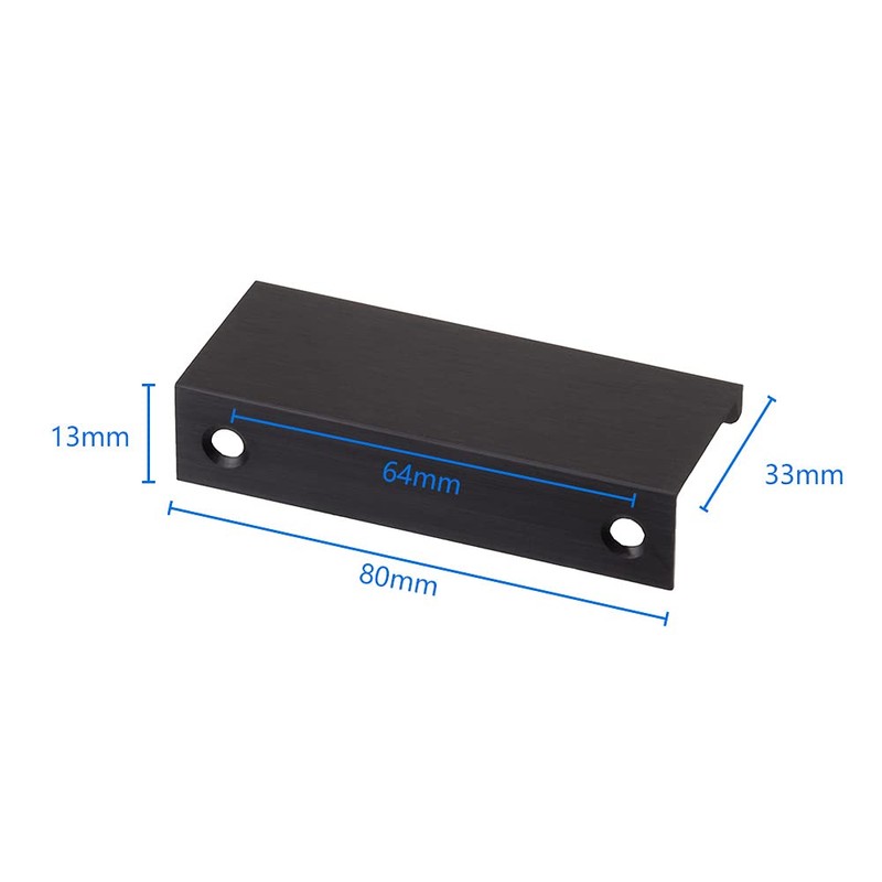 LIZAVO 80mm Black Finger Edge Handle Pull Invisible Hidden Cabinet