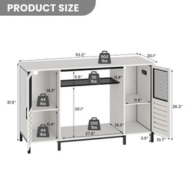 55-75 Gallon Fish Tank Stand with Power Outlets & LED Light, Heavy Duty Aquarium Stand with Adjustable Shelves, Turtle Reptile Terrarium Tank Stand with Cabinet, 1250LBS Capacity, White