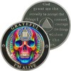 DeDecoml Sobriety Token Rainbow Skull Design with Inspirational Prayer（3 Year）