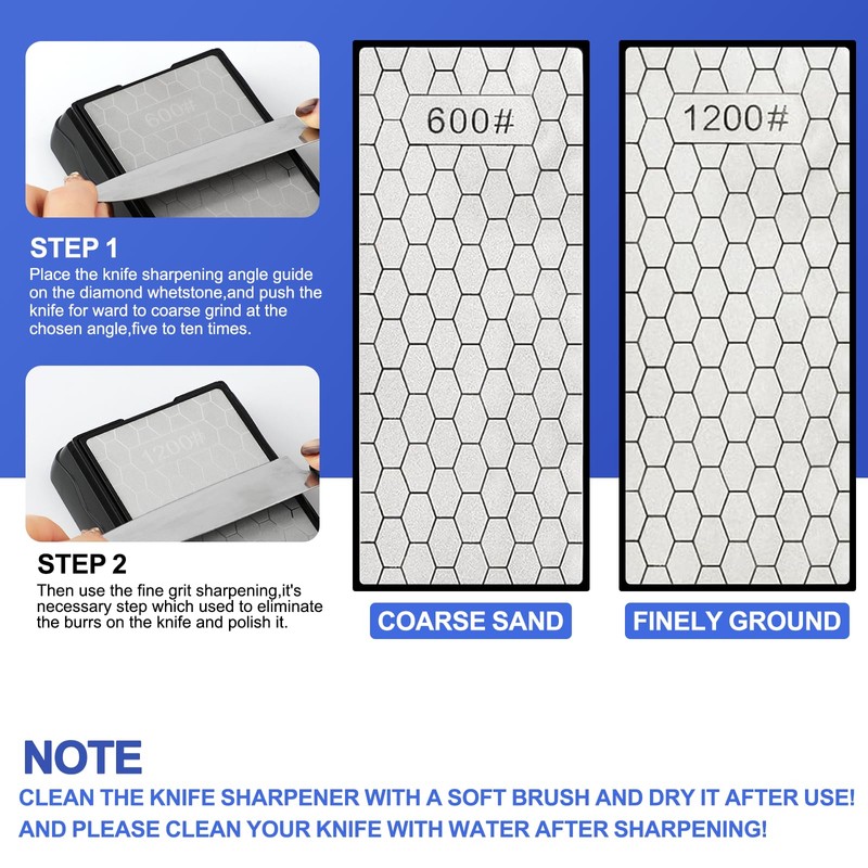 Double-sided Diamond Sharpening Stone,Knife Sharpening Stone with Extra Fine 1200/Coarse