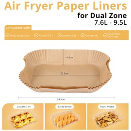150PCS Air Fryer Liners for Ninja Dual, AF300UK AF400UK Disposable Paper Liners Accessories, Airfryer Parchment Liners Compatible with Ninja Cosori Cecotec and Other Dual Zone Air Fryers