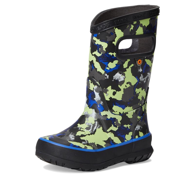 Bogs Kids Rainboot Camo Texture, Black Multi, 10 M Little
