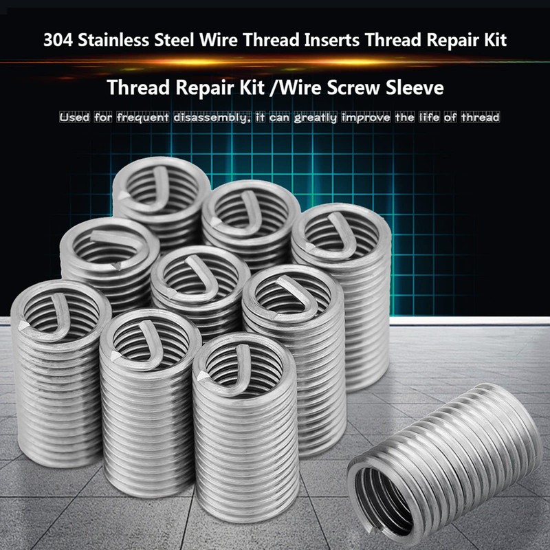 Thread Repair Kit, Wire Thread Repair, 10 Pieces Wire Insert