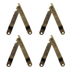Adyoney 4 Pack Medium Antique Brass Folding Lid Support Hinges, Stylish and Functional Hinges Designed for Wooden Boxes, Jewelry Cases, and Chests,with 8 Pcs Mounting Screws