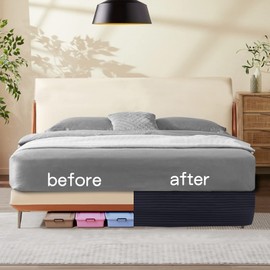 Marquess Quilted Bed Skirt 15 inch Drop Fancy Collection Easy Fit Thick Wrap Around Bed Skirt Queen Size Navy Bed Skirt- Ultra Soft, Fade and Wrinkle Resistant Box Spring Cover(Navyt Stripe, Queen)