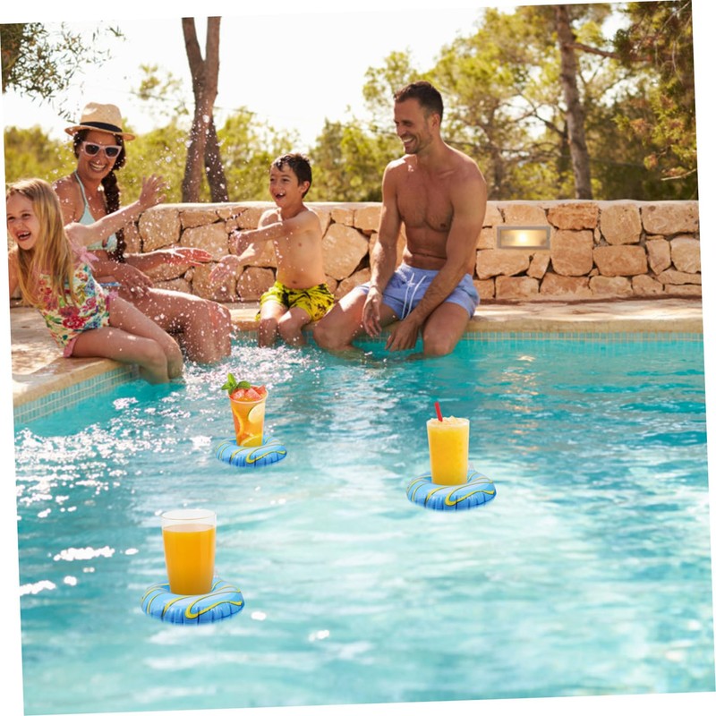 KONTONTY 6pcs Inflatable Floating Cup Holders Creative Beach Drink Holders