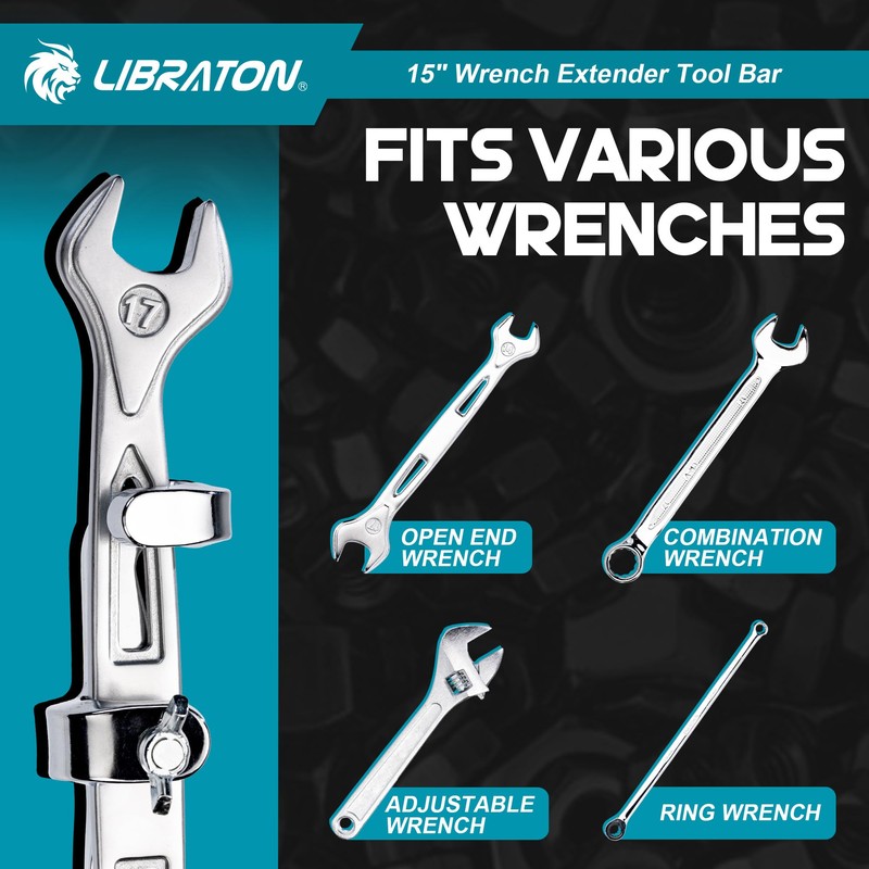 LIBRATON 15" Wrench Extender Tool Bar, Heavy Duty Universal Wrench