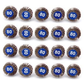 Yuhtech Flap Wheel, 20 Pcs Sanding Wheel 32 x 10 x 3.2mm, Carbide Abrasive, 80 Grit, Compatible with Rotary Tools, Metal, Wood, Stone