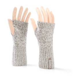 LK Trend & Style SOXS Joint Warmer, Warm Wool Hand Warmers, Arm Warmers with Thumb Hole, Breathable, High-Quality Sheep's Wool, Sand with label, brown
