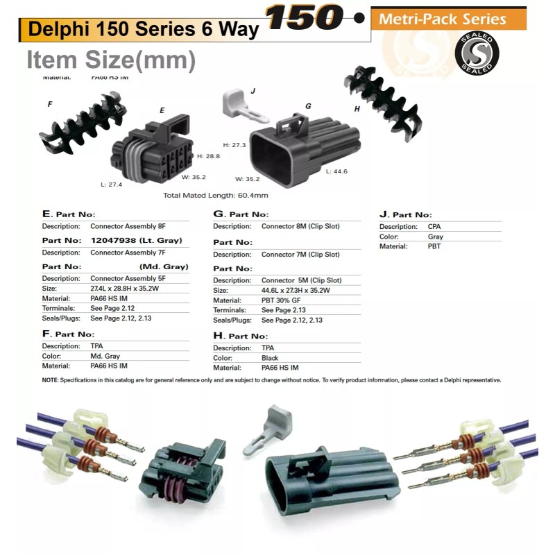 Aptiv (formerly Delphi) Delphi Metri-Pack 150 Series 8-Way Connector w/16