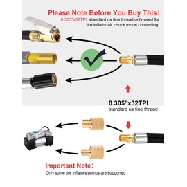 LUMITECO - Adaptador de manguera de inflado de neumáticos de 20 pulgadas, portabrocas de aire con tuercas de conversión y adaptador de válvula Presta para compresor de aire, adaptador de válvula Schrader para la bomba de neumáticos, conversión a conexión