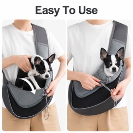 Pet Cat Dog Sling Carrier Bag – Breathable Mesh Crossbody Shoulder Travel Tote with Zipper Closure, Oxford Fabric
