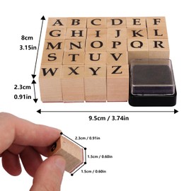 Set of 4 (Total 208 Pcs) Wooden Letter Stamps Set, Wooden Rubber Alphabet Letter Number Stamps, Ultimate Alphabet Stamps Collection, Rubber Stamps for Clay, Craft, Scrapbooking by KUKLIPJIM