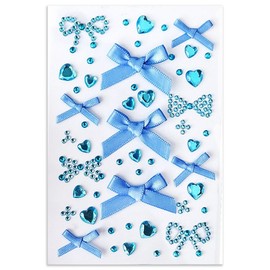 Darak 301 Sticker Face Glitter Festival Party Water Bomb Makeup Cubic Face Sticker, 1 Piece, 12 Blue Ribbons / 다락301 스티커 페이스 반짝이 페스티벌 파티 워터밤 메이크업 큐빅 얼굴스티커, 1개, 12 블루리본
