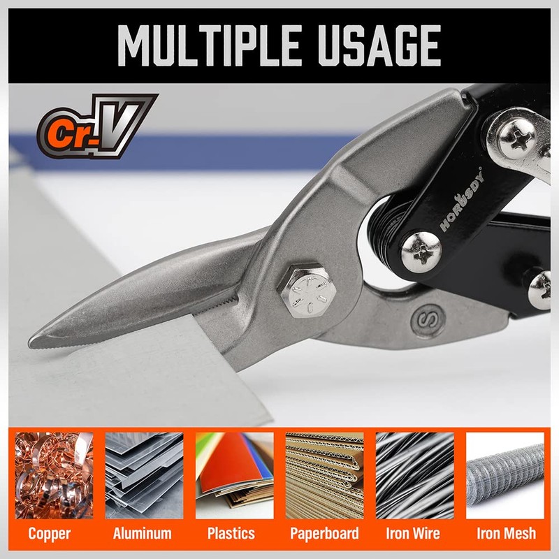 HORUSDY 3 Pack Aviation Tin Snips Set, 10 Inch Metal