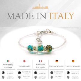 Sospiri Venezia 3 Murano Glass Beads Bracelet for Women, Original Bracelet, Ideal Jewellery for Gifting, Made in Italy with Certificate (Blue), Glass