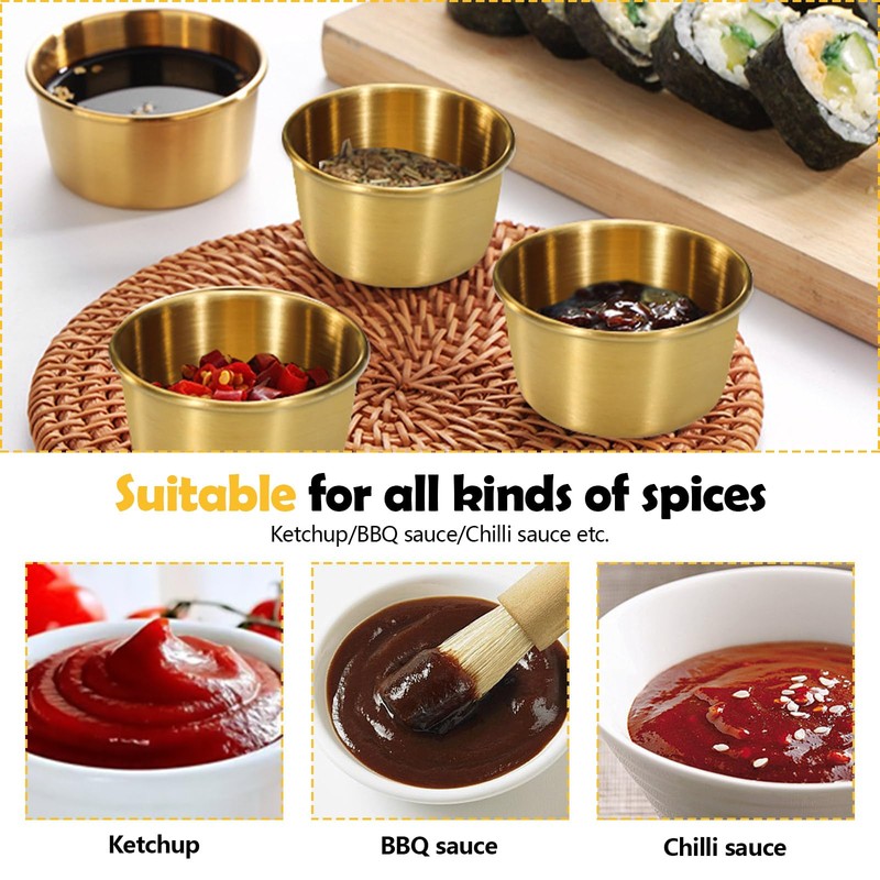 18Pcs 2 oz Stainless Steel Dipping Sauce Cup, Mini Dip