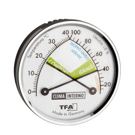 TFA Dostmann Thermo-Hygrometer Analogue Thermometer with Metal Ring 45.2024.IT Moisture Meter, Multi-Colour, with Italian Scale, Made in Germany