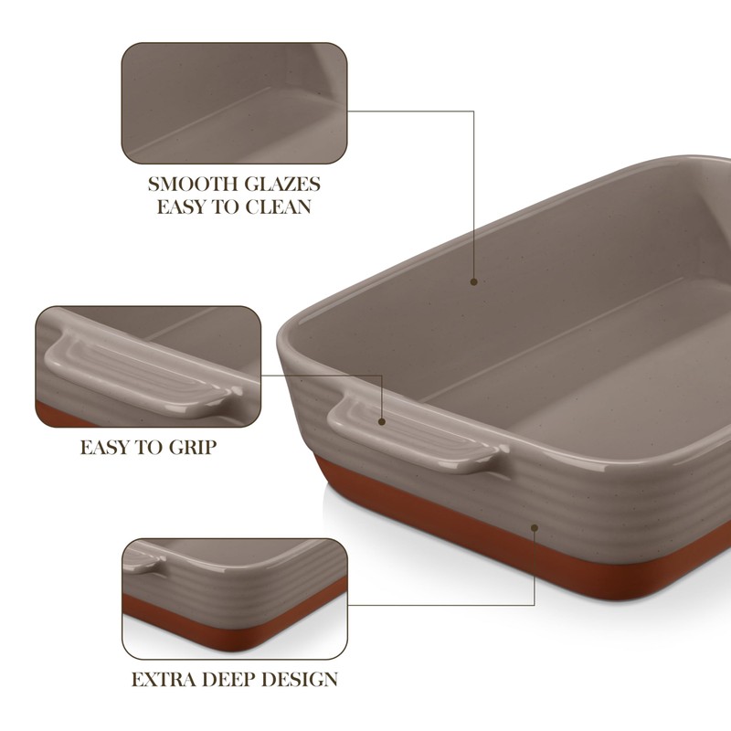 MALACASA 4.8 Qt Lasagne Dishes for Oven, 9 x 13