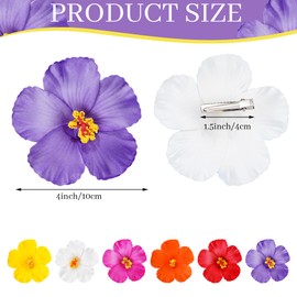 DXGSHSA 6 Pcs Hawaiian Flower Hair Clips for Women, 4 Inch Tropical Boho Plumeria Hibiscus Artificial Floral Clips for Vacation Bench Party, Hair Accessories for Weeding Gift Luau Accessories