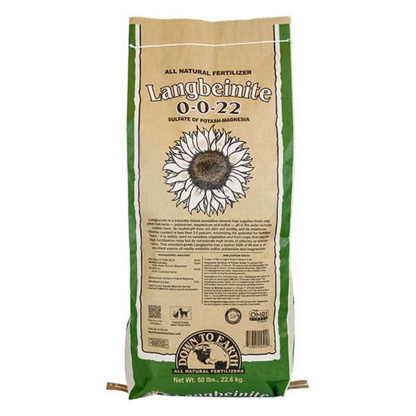 Down to Earth (#DTE02522) Organic Langbeinite Fertilizer Mix 0-0-22, 50 lb