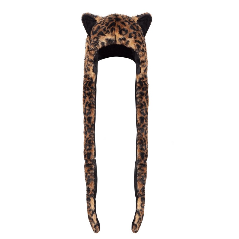 ShellKingdom Plush Novelty Animal Hat,3 in 1 Function Leopard Faux