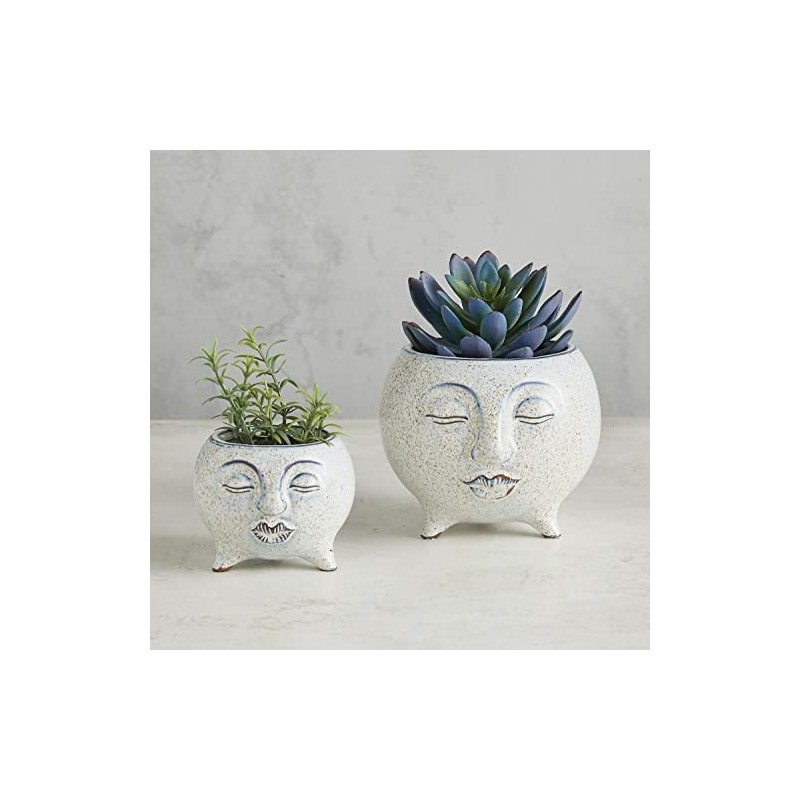 47th & Main Speckled White Glazed Ceramic Planter Pot with