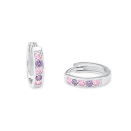 Amor Hoop Earrings 925 Sterling Silver Girls Children's Earrings with Synthetic Zirconia 1.2 cm Silver Comes in Jewellery Gift Box, Sterling Silver, Cubic Zirconia