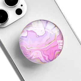 Ksadiye Clear Phone Grip with Expanding Kickstand,Cell Phone Collapsible Stand Purple Gold Marble Design for Smartphones