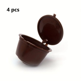 4-Pack Reusable Coffee Capsule Filter for DOLCE GUSTO Coffee Machine Capsule Refillable Coffee Cup Water Filter SetColor: brown