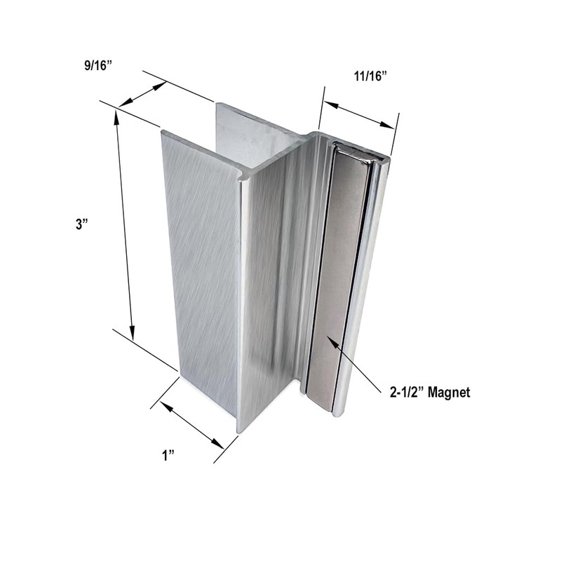 Gordon Glass® Brushed Nickel 3" U-Channel with 2-1/2" Magnet for
