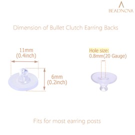 BEADNOVA Earring Backs for Studs 240pcs Earring Back Stoppers Earring Backings Pierced Earring Backs Clear Rubber Bullet Clutch Plastic Locking Earring Backs for Posts