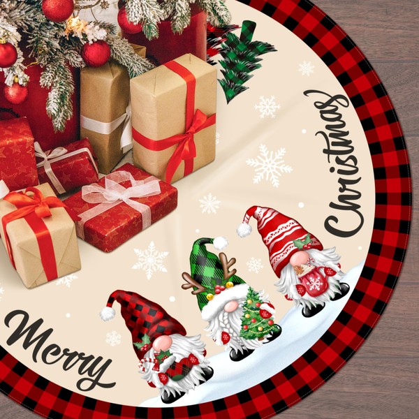 Christmas Tree Skirt 48 Inch Buffalo Plaid Tree Skirt Red