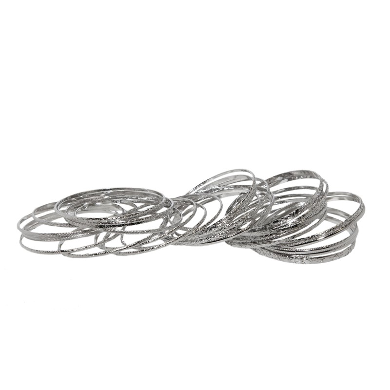 LUX ACCESSORIES Textured Heart Moon Infinity Multi Bangle Set (30