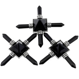 Nupuyai Energy Generator Pyramid 4 Points Obsidian Crystal Energy Generator Healing Stone for Reiki Meditation