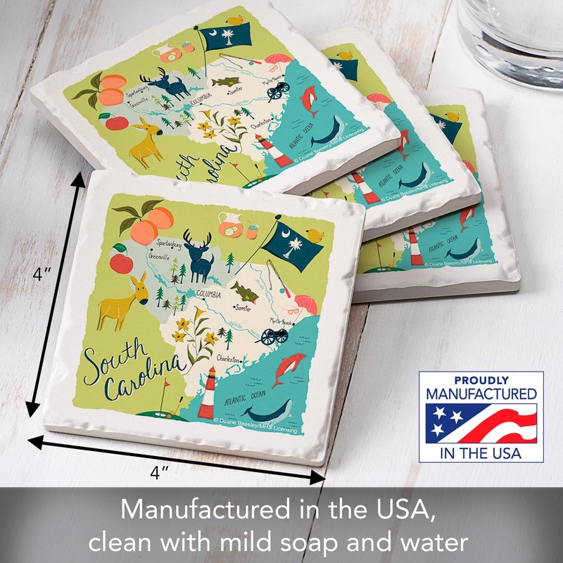 Thirstystone South Carolina 4 Pack Tumbled Tile Stone Coasters with