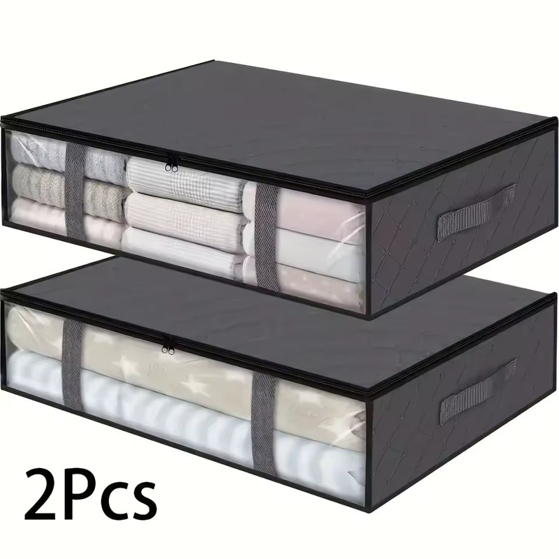 2 Pack Under Bed Storage Bags with Clear Window and