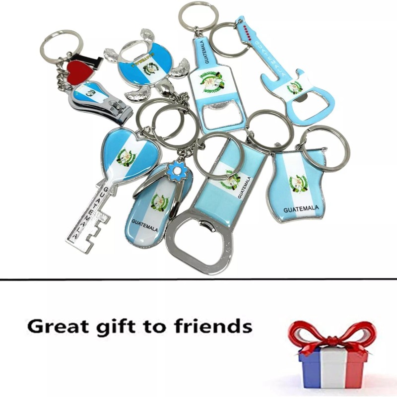 TSY TOOL 8 Pack Guatemala Keychains Country Metal Keychain, 4