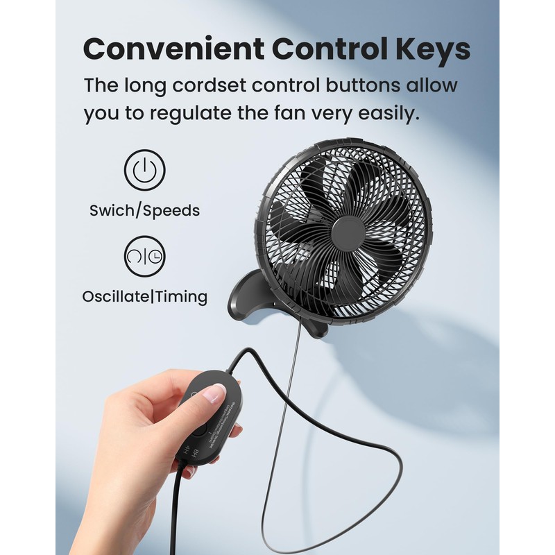 Koonie 12 Inch Wall Mount Fan, Quiet Wall Fan with