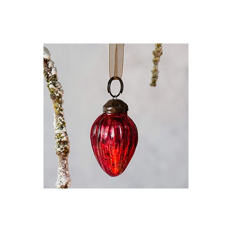 Aurora Christmas Set of 6 Pinecone Christmas Baubles, Red, 1"